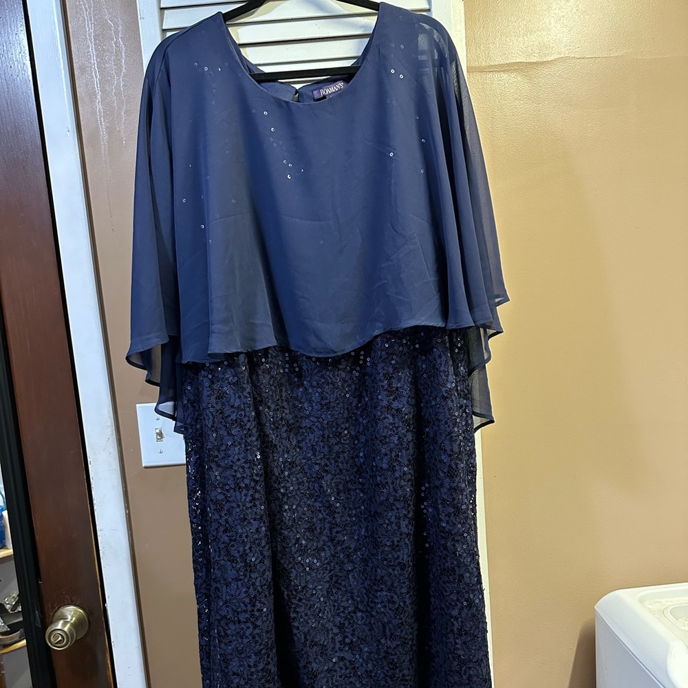 Navy blue sequin midi dress